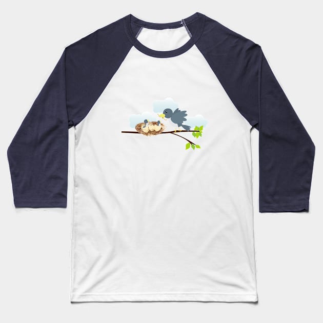 Mama Bird Baseball T-Shirt by chyneyee